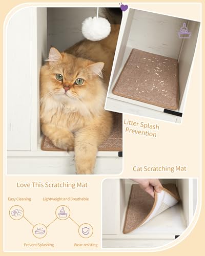 Hzuaneri Cat Litter Box Enclosure, Hidden Litter Box Cabinet Furniture with Bell, Indoor Cats House, Farmhouse Style, 31.5 x 19.7 x 20.9Inches, for Hallway, Bedroom, White CB82414B - color: White, size: 31.5"L x 19.7"W x 20.9"H