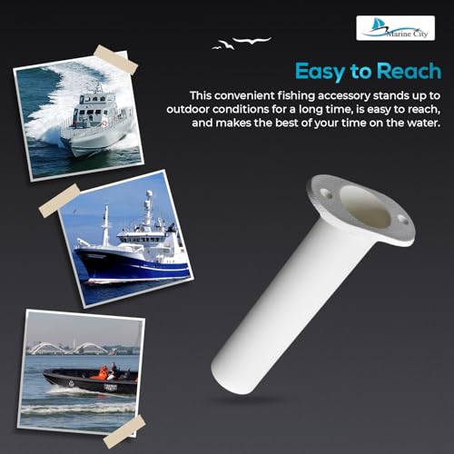 MARINE CITY Flush Mount Fishing Rod Holder, 90 Degree ABS Plastic, for Boats, Kayaks, Yachts - color: White, style: 1 Pcs