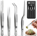 4pcs Garden Tweezers Set - 6.3" Long Plant Tweezers for Succulent, Bonsai & Cactus Gardening - Stainless Steel Multi Purpose Seed Tweezer Tools For Kitchen, Crafts, Aquarium, Reptile