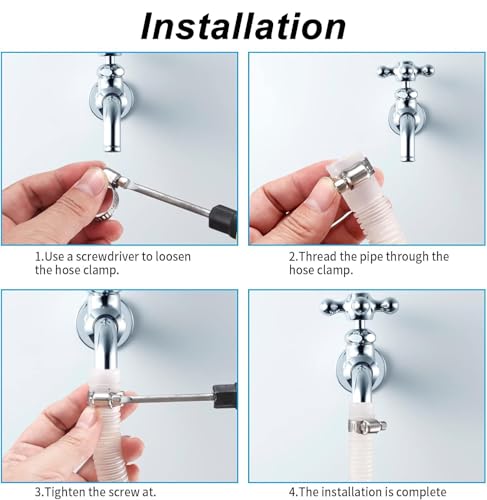 40 Pcs Hose Clamps Stainless Steel, 6-51mm Adjustable Worm Gear Pipe Clamps, Fuel Line Hose Clips Heavy Duty for Plumbing, Dishwasher, Automotive, Washing Machine, Mechanical - size: 40 pcs (1/4'' - 2'')