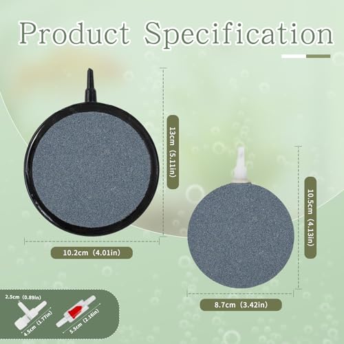 WishLotus Air Stones for Fish Tanks, 8/10cm Round Oxygen Diffuser Aquarium Air Stone with Check Valves and Control Valves Aquarium Bubble Disc for Fish Tank Small Ponds (10 cm) - color: 10 cm