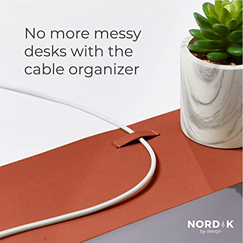 Nordik Cork Leather Desk Mat Cable Organizer - Saddle Brown 35 X 17 inch - Premium Extended Mouse Mat for Home Office Accessories - Non-Slip Vegan Leather Desk Pad Protector & Desk Blotter Pad - color: Cork Saddle Brown