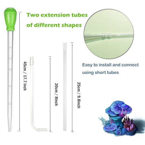 KABASI Waste Clean Tool Coral Fish Feeder, 50ml Manual Acrylic Pipette Suction Dropper with 2PCS Extension Pipes for Fish Tank Cleaning, Water Changer Waste Remover for Aquarium - color: Type B