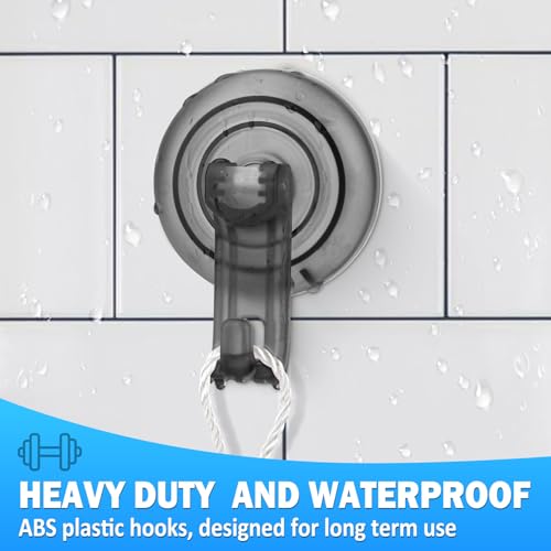 TACGEA Suction Cup Hooks for Shower, Powerful Vacuum Shower Hook for Towel, Robe, Loofah - Reuseable and Removeable Bathroom Hook, Gray, 4 Pack - color: Gray, size: 4 Pack