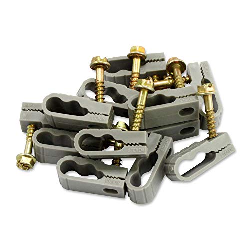 STEREN Coaxial Cable Clips - Cable Holder - Wire Clips - Siding Clips for Hanging - Cord Holder for Desk - Cable Clamps - Cord Clip - Wire Organizer Clips - Tv Mount Screws - Gray - 10 Pack - color: Gray, size: 10 Pack - Mini Dual Cable