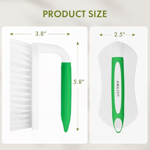 Amazer Scrub Brush for Cleaning Comfort Grip Shower Scrubber Stiff Bristles with Handle Heavy Duty Cleaner Brush for Tub Sink Carpet Floor - Pack of 2 (Green+Green) - color: Green+green