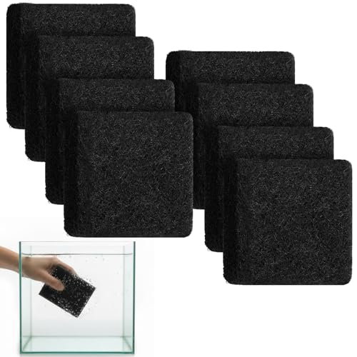 8 Pcs Aquarium Scrubber Supplies Hand Held Scrubber Pad Fish Tank Glass Sponge Dual Sided Surface Brush Tools for Glass Aquariums, 3.15 x 3.15 Inches