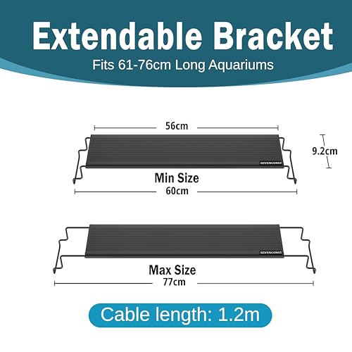 24/7 Mode LED Aquarium Light for 24-30 Inch Plant & Fish Tank, IP68 Full Spectrum Light, Sunrise-Daylight-Moonlight, White Red Green Blue Pink LEDs with Extendable Brackets for Freshwater - size: For 24-30 inch Tank