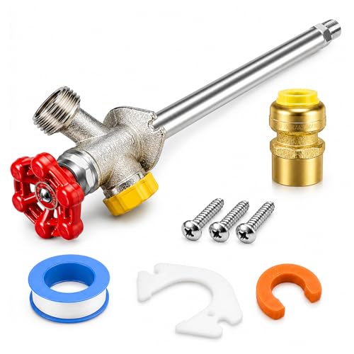 8 inch Anti-Siphon Frost Free Sillcock, No Lead Brass Frost Proof Outdoor Faucet Bib with Backflow Preventer, 1/2" Push-to-Fit Connector X 3/4 Inch Hose Bibb Frost Free Spigot - style: 8 inch Anti-Siphon Frost Free Sillcock