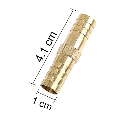 X AUTOHAUX 10mm Brass Barb Hose Fitting Straight Union Connector for Air Water Gas Oil 5pcs - size: 10mm