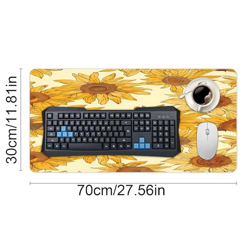 XXL Gaming Mouse Pad Sunflower Vintage Flower XXL Gaming Mouse Pad Large Desk Mat Protector for Desktop, Anti-Slip Rubber Extended Computer Keyboard Mat Writing Pad, 11.8 * 27.5 in,B-1484 - color: B-1484, size: 11.8*27.5 In