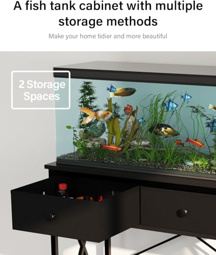 Fish Tank Stand for 20-29 Gallon Fish Tank: Aquarium Stand with Accessories Storage, Metal Tank Table with Drawer Perfect for Turtle Reptile Terrarium, 30.7'' L x 16.5'' W, 330 LBS Capacity