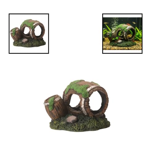 Aquarium Decor Resin Wine Barrel Cave for Fish and Shrimp - Realistic Simulation Barrel Tank Hiding Place for Cichlids, Shrimp, Small Fish - color: Style C, size: 8.8x7.8x7.4 cm