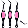Mudder 3 Pieces Reverse Craft Tweezers Crossing Lock Tools Stainless Steel Tweezers Grip Precision Curved Beading Jewelry Tools for DIY Craft Supplies