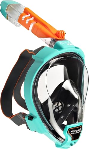 OCEAN REEF - Aria QR + Quick Release Snorkeling Mask - Full Face Snorkeling Mask - 180 Degree Underwater Vision - 8 Colours and 4 Sizes - color: Teal, size: Medium-Large
