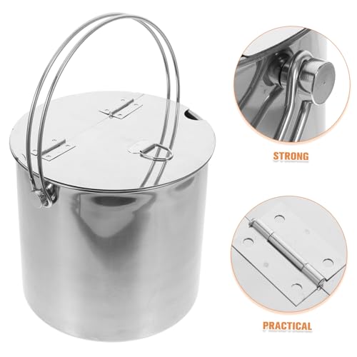 Stainless Steel Portable Ice Cube Storage Bucket with Handle Multi-Function Wine Cooler for Parties Picnics and Camping Events Capacity Beverage Pail for Cold Drinks