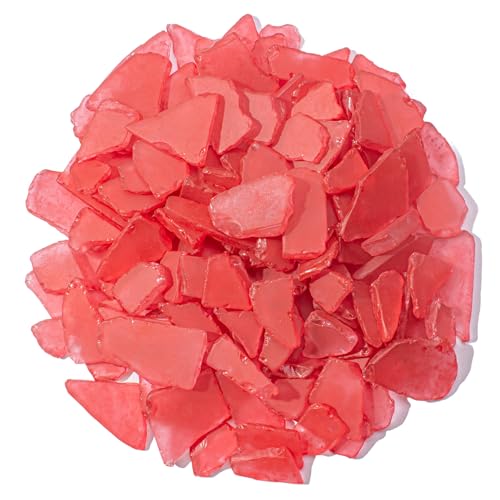 Keedolla Tumbled Sea Glass for Crafts - 10 OZ Red Flat Frosted Seaglass Pieces for DIY Art Crafts, Vase Filler, Beach Weddings, Aquarium and Home Decor - color: Red, size: 10 OZ / 0.63 LB