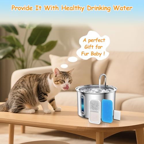 12 Set Cat Fountain Replacement Filters Compatible with oneisall PWF-001 2L/67oz Stainless Steel Pet Water Fountain Filters with Replacement Pre-Filter Pump Sponges