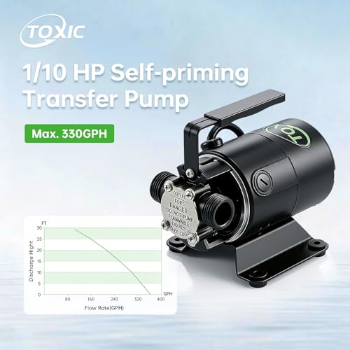 12V Water Transfer Pump 330GPH Self-Priming Utility Pump with Battery Clamps Hose Kit Portable Electric Non-Submersible Pump for RV Marine Garden Pool Basement Emergency Water Removal - style: 12V Water Transfer Pump