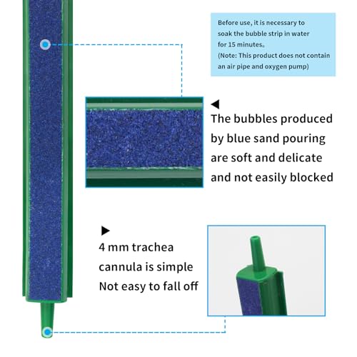 WishLotus Fish Tank Air Bubbler, 2 PCS Durable Long Strip Aquarium Bubbler Stone Bar 10 Inch Aquarium Air Stones Bubbler Wall Air Stone Tube for Fish Tank Air Pump Aquarium Accessories (A, 10 Inch) - size: 10 Inch