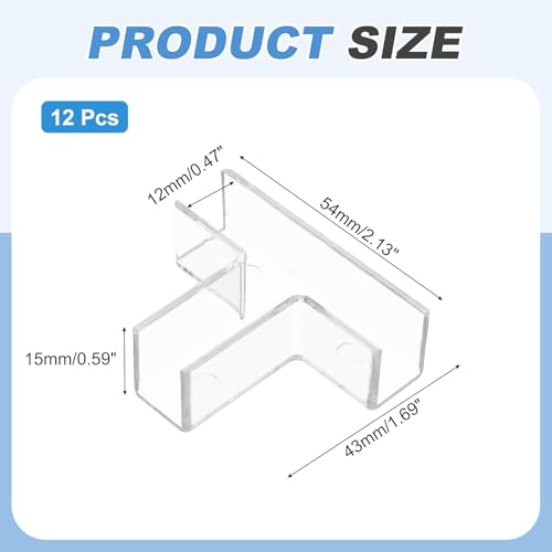 uxcell 24Pcs Plastic Glass Connector, Suitable for 12mm Thick t Shaped Glass to Glass Clamp, Fixing Bracket Rimless Clip Holder for Aquarium Fish Tank Display Shelves, Transparent - color: Transparent, size: 12 mm