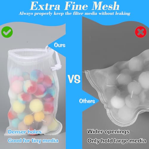5 Pcs Fine Media Filter Bag, 180 μm 7.5 x 3.6in Aquarium Filter Bags Reusable Drawstring Mesh Media Bags for Very Fine Resins Filters Fish Tank - color: 5pcs, White