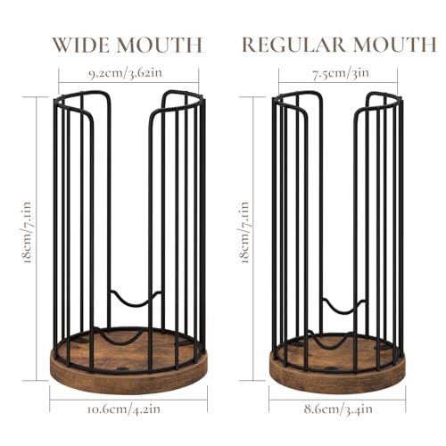 Mason Jar Lid Organizer, 2-Pack Mason Jar Lid Holder with Wood Base & Metal Frame, Mason Jar Lid Storage Accessories for Kitchen Countertop or Cabinet, Fit Mason/Canning/Bamboo Lids