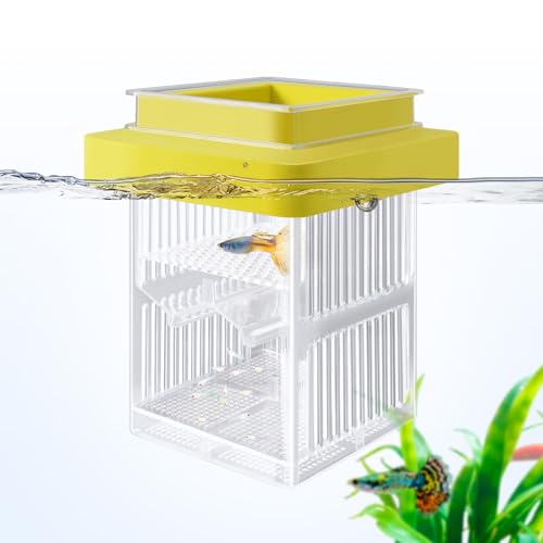 Floating Breeder Box for Fish Tank, Small Fish Tank with Hatchery Incubator and Divider Isolation Box, Fish Tank Separator for Guppy, Betta, Clownfish, Coral, Baby & Injured Fish