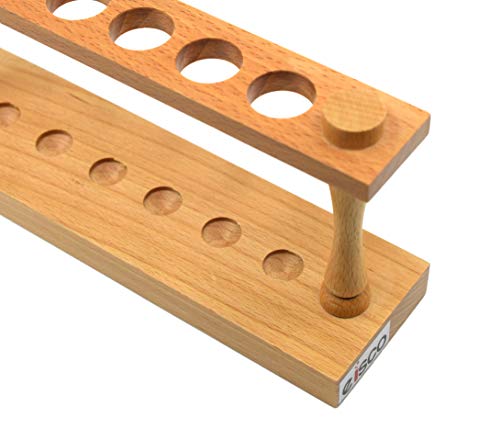 EISCO Wooden Test Tube Rack - Accommodates 6 Tubes, up to 22mm - 9.75" Wide - Premium Polished Wood Construction