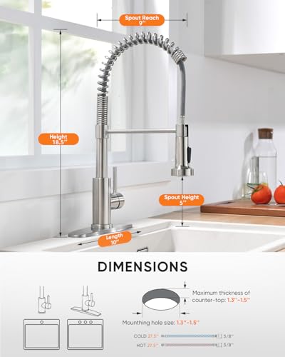 Kitchen Faucets, Brushed Nickel Kitchen Sink Faucet with Pull Down Sprayer Single Handle with Deck Plate Stainless Steel, Suitable for Farmhouse Camper Laundry Rv Bar - OWOFAN 9009SN - color: A - Brushed Nickel