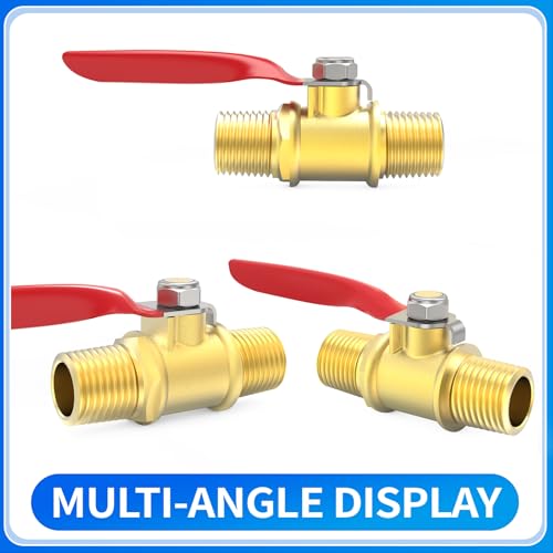 ChillWaves Brass Ball Valve, Air Compressor Ball Valve Shut Off Switch 1/4" NPT Male x 1/4" NPT Male Thread Pipe Fitting(8-PACK) - size: 1/4" MNPT x 1/4" MNPT, style: PACK OF 8