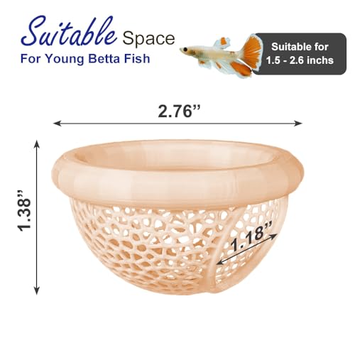 Floating Betta Hammock with Suction Cup, Shrimp Cave, Betta Fish Feeding Rings,3D Printed Aquarium Decor (Sand, Medium) - color: Sand, size: Medium