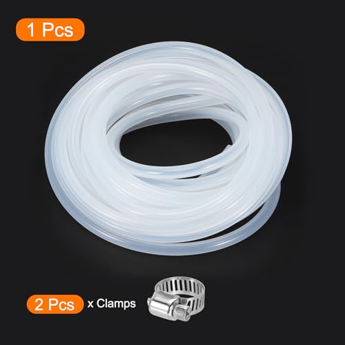 MECCANIXITY 20ft Clear Silicone Rubber Tubing 1/4" OD Plastic Tube Flexible Air Hose for Brewing, Wine Making, Pump Siphon, 4mm x 6mm, with 2pcs Clamps - size: 4mm x 6mm
