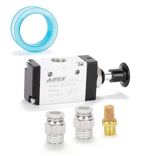 3R210-08 Pneumatic Push-Pull Valve, 3 Way 2 Position Hand Lever Air Control Valve, 1/4" NPT Manual Direct Acting Type for Pneumatic System - size: 1/4'' NPT, style: 3 Way 2 Position