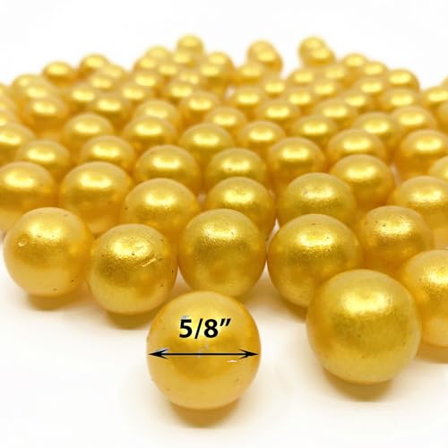 CYS EXCEL Gold Glass Marble Gemstone Vase Filler (5 LBS) | Multiple Color Choices Aquarium Glass Round Marble Beads | Decorative Mosaic Glass Gem Pebbles - color: Gold, size: 5 LBS