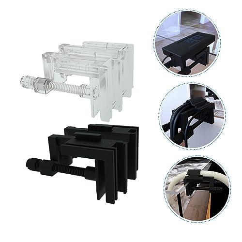 Veemoon 2pcs Multifunction Acrylic Hose Holder Clips for Aquarium Easy to Install Organize Cables and Tubing for Fish Tanks