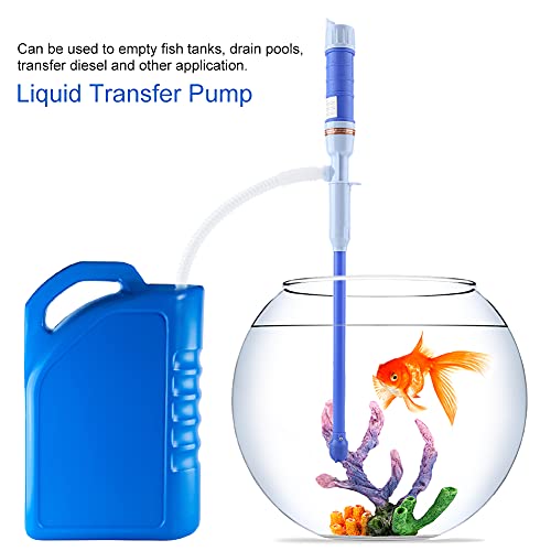 SUNGOOYUE Battery Operated Liquid Transfer Pump PE Electric Siphon Pump 3V 64cm with Bendable Suction Tube for Water Oil Transfer Fish Tank Pool Basement Use (Blue) - color: Blue