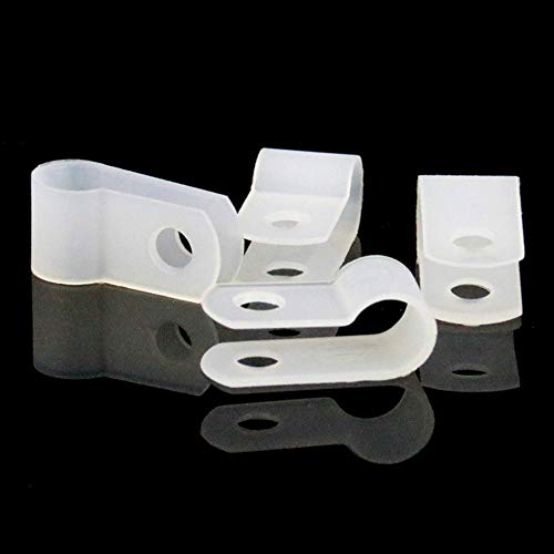 RGBZONE 120Pcs 1/4 Inch White R-Type Cable Clips with Screws, Nylon Plastic Wire Clips for Indoor Outdoor Electrical Wire Cord Management (6.4mm, 1/4 Inch) - color: White, size: 1/4 Inch
