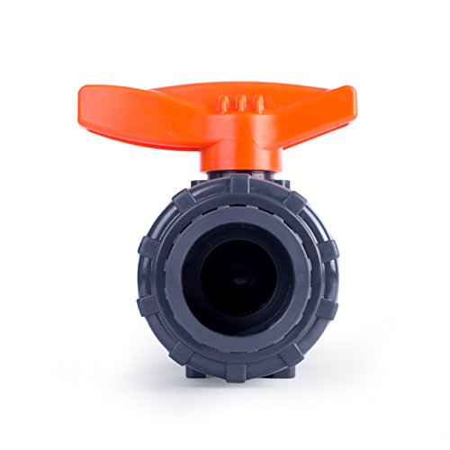 HYDROSEAL Kaplan 1’’ PVC True Union Ball Valve with Full Port, ASTM F1970, EPDM O-Rings and Reversible PTFE Seats, Rated at 200 PSI @73F, Gray, 1 inch Socket (1 inch) - size: 1 Inch