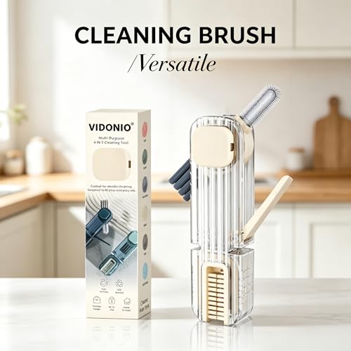 VIDONIO 4 in 1 Cup Lid Gap Cleaning Brush, Multifunctional Insulation Bottle Cleaning Tools, Mutipurpose Tiny Silicone Cup Holder Cleaner, Home Kitchen Cleaning Tools - style: 1Pc White