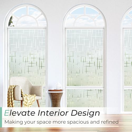 DOWELL Window Privacy Film Frosted Glass Window Film, Sun Blocking Non-Adhesive Glass Cling, Decorative Door Sticker, Self Static-Cling Tint Covering for Home Office, Cross Pattern 17.5" x 157.5" - color: Frosted Cross, size: 17.5" X 157.5"