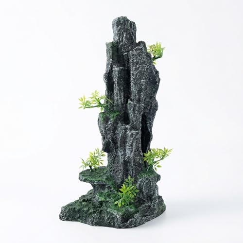 Large Fish Tank Decorations, 7.87 x 4.92 x 13.78 Inch Aquarium Rocks Aquascaping with Cave Hides, Fish Hideout Decor Landscaping Accessories for Betta - color: Mountain Pillar