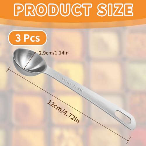 3 Pcs Stainless Steel Measuring Spoons – 5ml/1 Tsp Short Handle Scoops for Baking, Liquid Ingredients & Tea, Soup & Kitchen Cooking - size: 5ml(1 tsp)