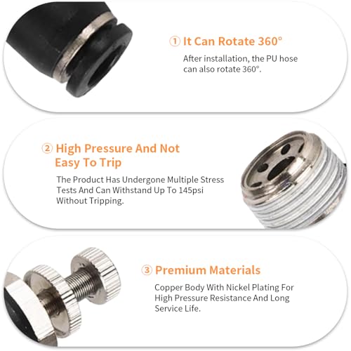 5Pcs Push to Connect Air Flow Control Valve, Black 5/16in Tube OD x 1/2" Male Thread 90 Degree Elbow Speed Control Valve Pneumatic Connector Quick Fittings - size: Male Thread G1/2 x Black (5pcs)