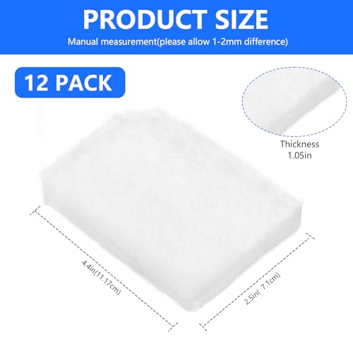 12 Pack Water Polishing Pads Compatible with Fluval 306/307/406/407 Canister Filters, Polishing Filter Replacement Pads for Aquarium Mechanical Filter Media, Replaces Quick-Clear A244A1 Polishing Pads
