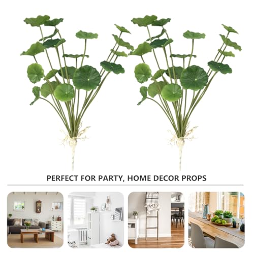 Artificial Lotus Leaves Home Decor 2pcs Simulated Plastic Lily Pads Decorative Greenery for Indoor Table and Aquarium Display