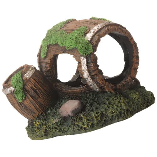 Aquarium Decor Resin Wine Barrel Cave for Fish and Shrimp - Realistic Simulation Barrel Tank Hiding Place for Cichlids, Shrimp, Small Fish - color: Style C, size: 8.8x7.8x7.4 cm