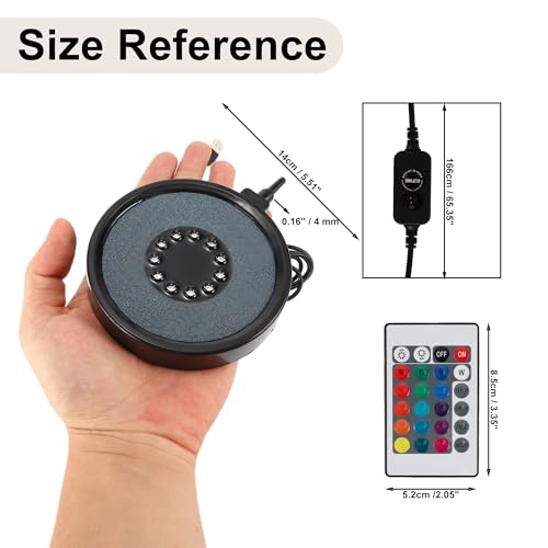 LED Aquarium Air Bubble Light, Underwater Fish Tank Bubblers Stone Disk, 16 Color Fish Tank Light, Aquarium Light for Plants with 11 Lamp Beads, Air Tube and Remote Control, 1 Set