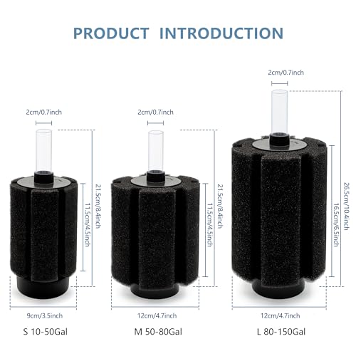 Aquarium Sponge Filter,10 Gallon Bio Sponge Filter with Airstone Breeding Fry Betta Shrimp for Fish Tank 10-30-50 Gallon - size: Small(1 Pack)