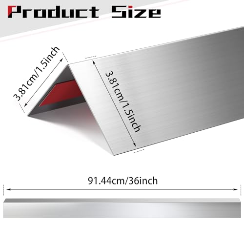 Therwen 10 Pcs 304 Stainless Steel Wall Corner Guards 1.5 x 1.5 x 36 Inch Self Adhesive Heavy Duty Corner Protector Trim with 90 Degree Angle for Wall Protection Metal Edge Guard - size: 1.5 x 1.5 x 36 Inch